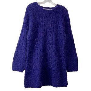 Nordstrom Savvy Sweater Women M Purple Open Weave Knit Mohair Blend Tunic Length